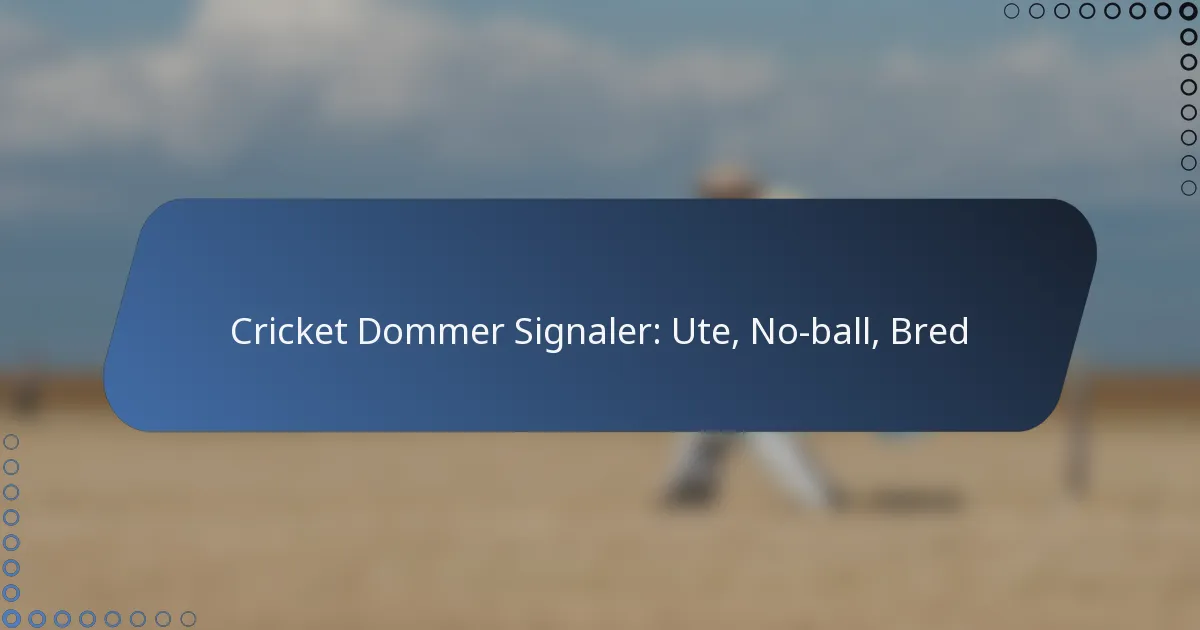 Cricket Dommer Signaler: Ute, No-ball, Bred