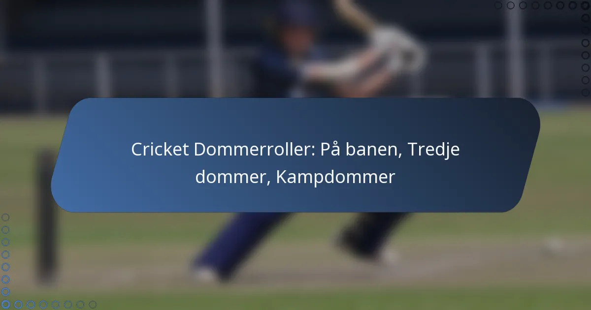 Cricket Dommerroller: På banen, Tredje dommer, Kampdommer