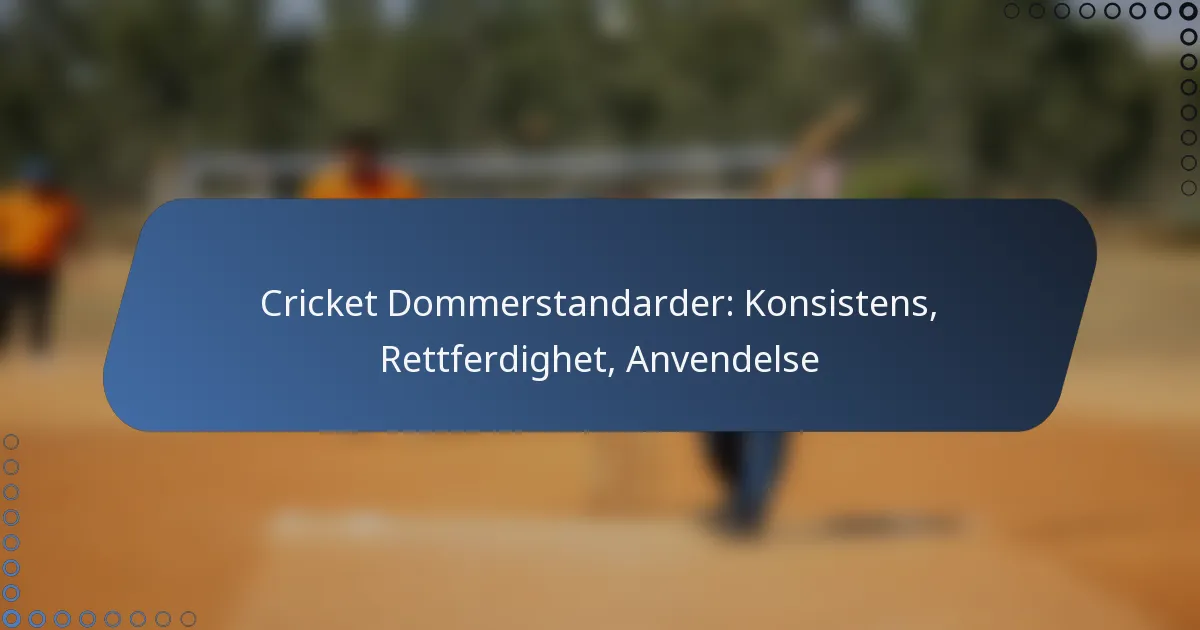 Cricket Dommerstandarder: Konsistens, Rettferdighet, Anvendelse