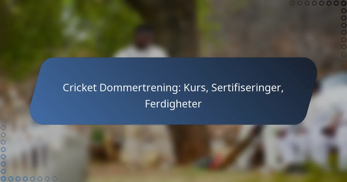 Cricket Dommertrening: Kurs, Sertifiseringer, Ferdigheter