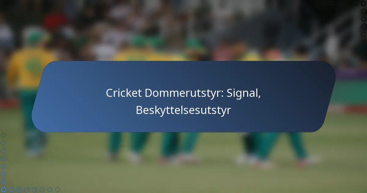 Cricket Dommerutstyr: Signal, Beskyttelsesutstyr