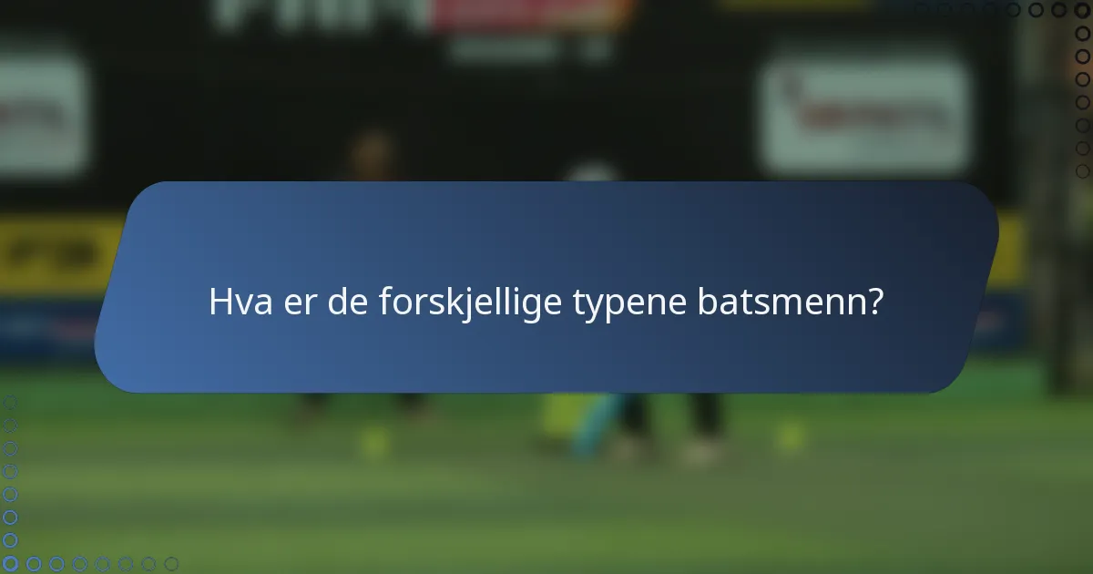 Hva er de forskjellige typene batsmenn?