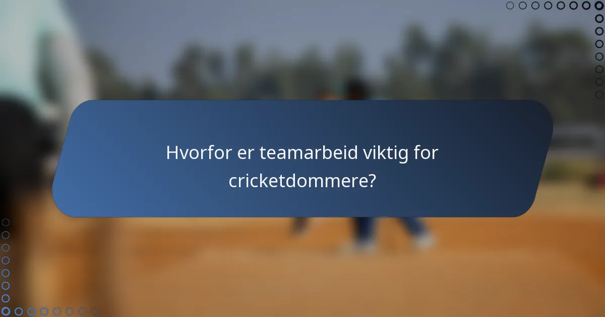 Hvorfor er teamarbeid viktig for cricketdommere?